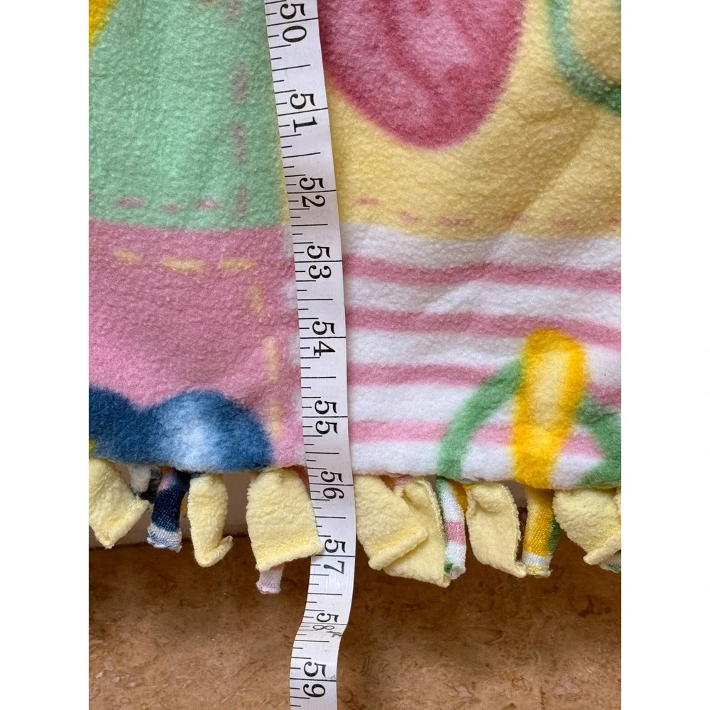 Handmade Fleece Tie Blanket Baby Duck Teddy Bear Pink Yellow Blue 56x32 Throw